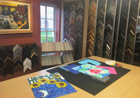 Our framing center where you will find the perfect way to display your masterpieces 