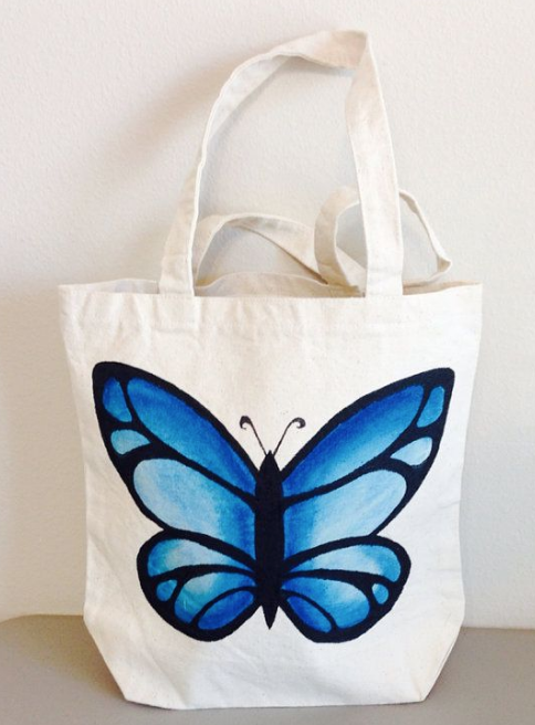 Cottagecore Butterflies Canvas Tote Bag Aesthetic Butterfly Collage Book Bag Reusable Cotton Shopping Tote